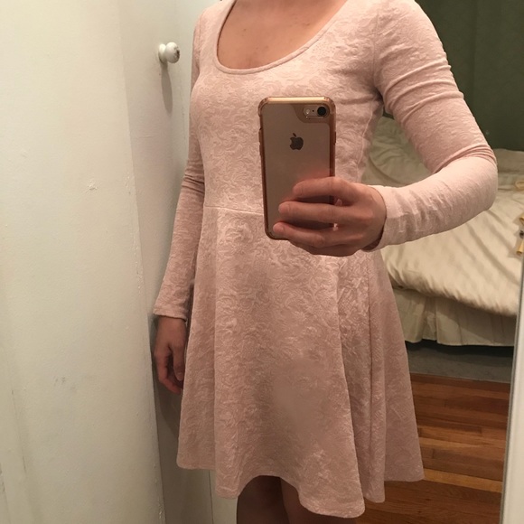 Blush L/sleevse, lace print mini circle dress - Picture 2 of 3